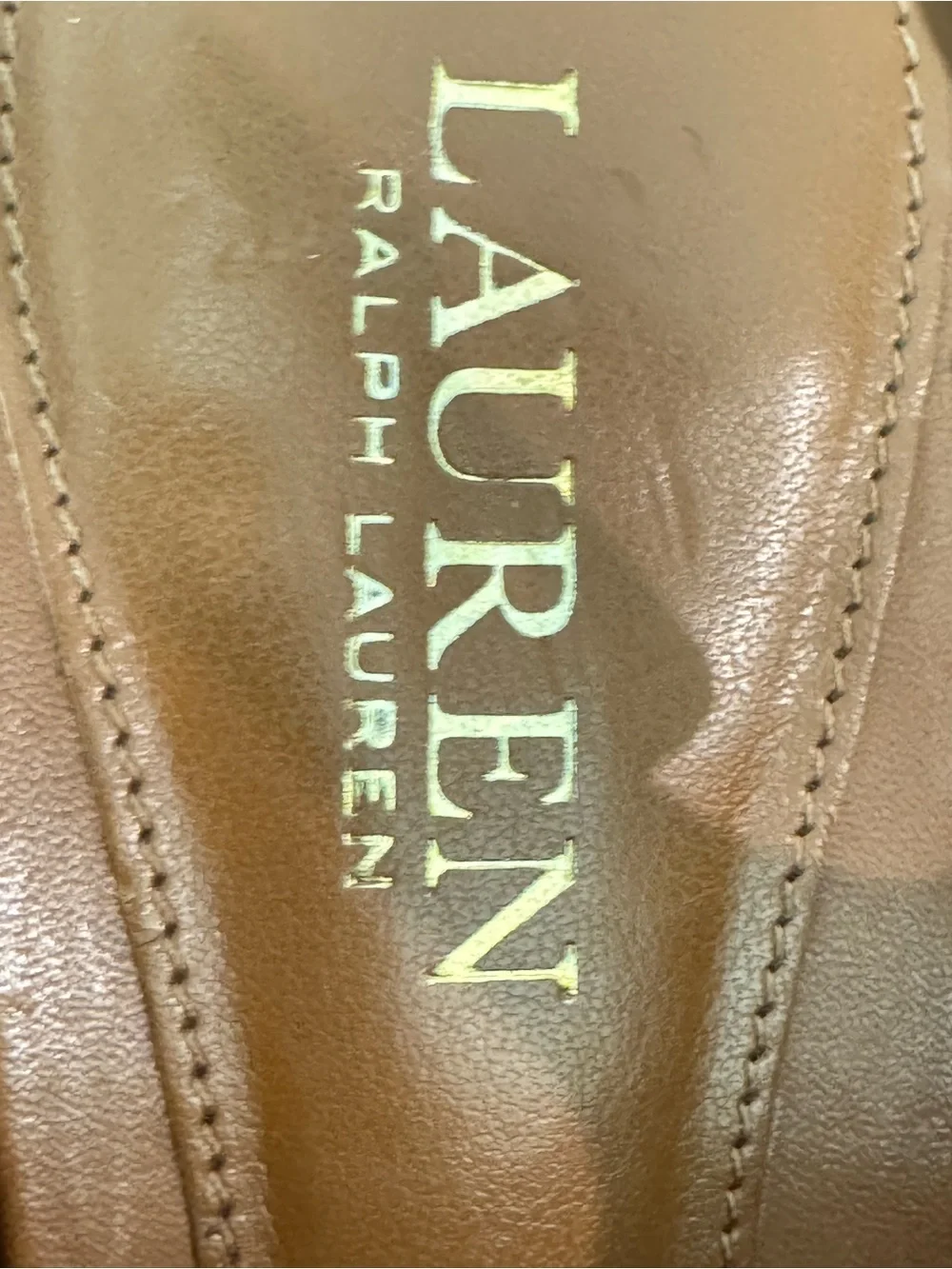 Ralph Lauren Tan Leather Block Heel Sandals